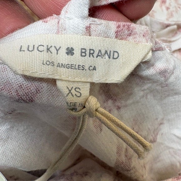 Lucky Brand Womens XS Mauve Palm Tree Peplum Blouse Top Strappy Back  NEW NWT - Picture 5 of 10